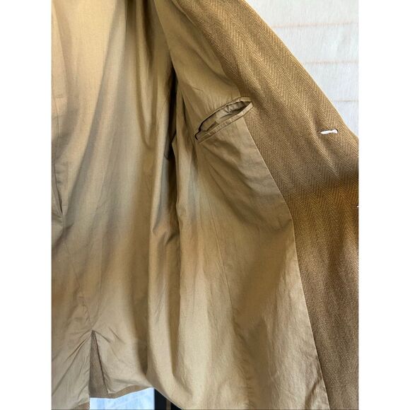 The Territory Ahead Linen Silk Herringbone Blazer Women’s Tan 3 Button Classic M - Picture 6 of 11